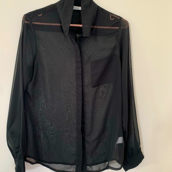 Ricki's Tops - 💐RICKIS BLACK MESH LONG SLEEVE BLOUSE SIZE 8